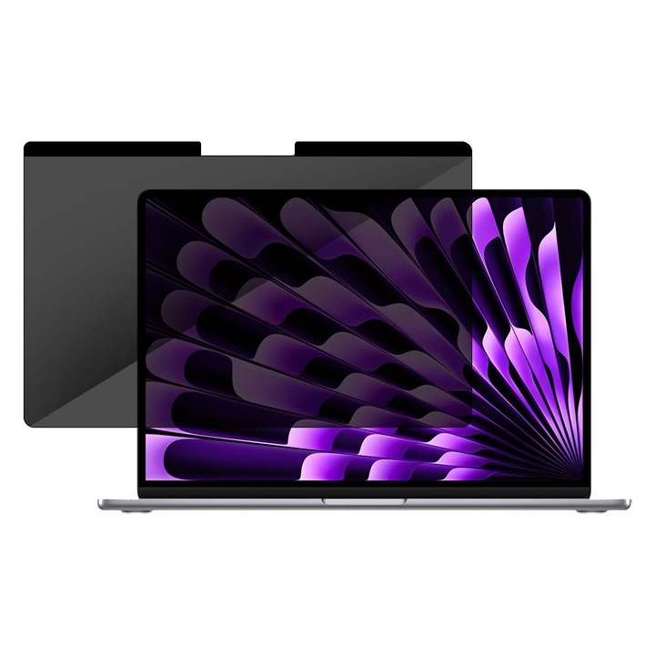 Folie magnetica privacy 360 SILKASE pentru Apple MacBook Air 15 inch (2023 M2), model compatibil A2941, full display, anti-reflexie