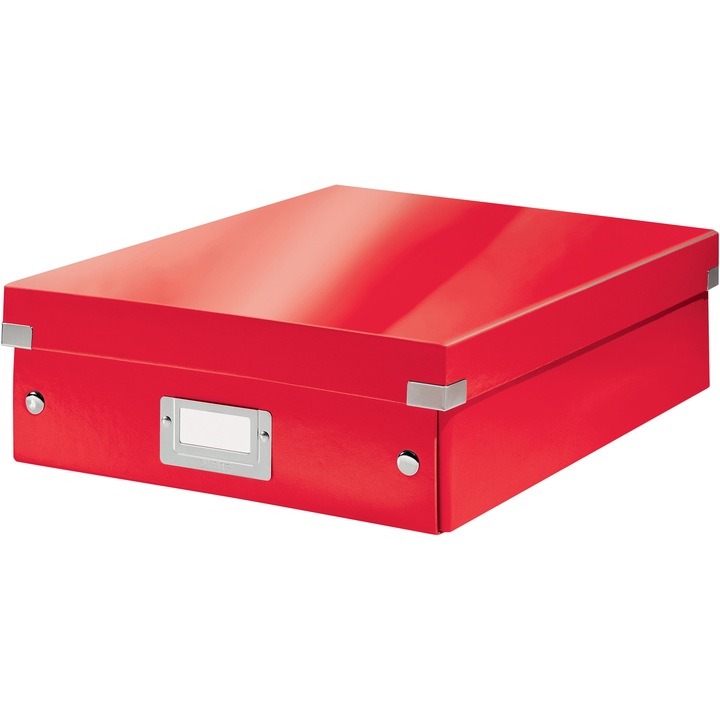 Кутия за съхранение Leitz WOW Click & Store Organizer, Ламиниран картон, Частично рециклиран, С капак, 28x10x37 см, Червен