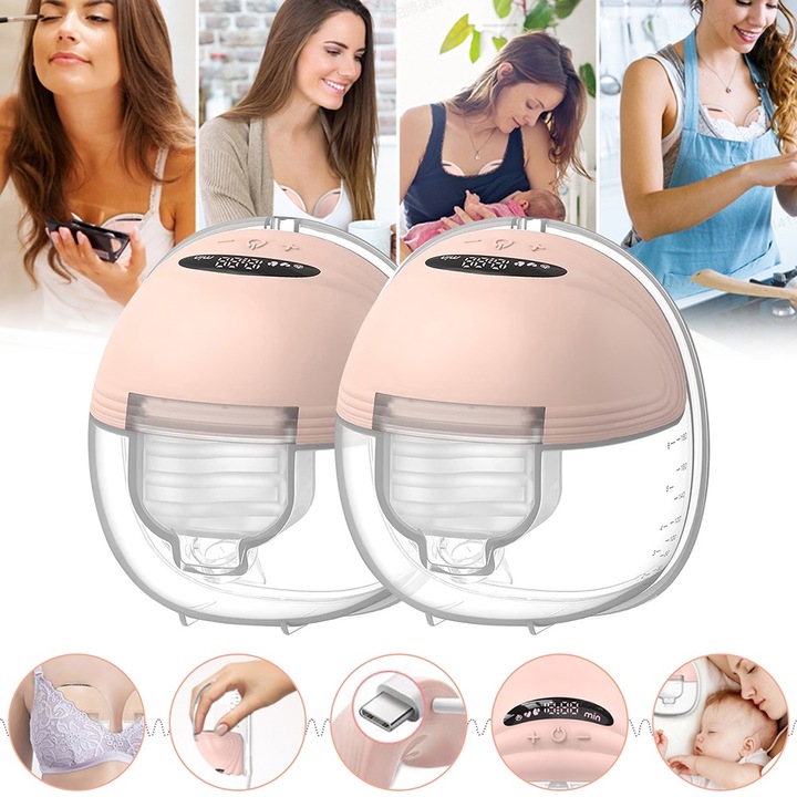 Електрическа помпа за кърма S21, MOSMAOO®, преносима с функция за масаж, безжична, 3 режима на работа с 12 нива на интензитет, нисък шум, led дисплей, капацитет 360 ml, USB кабел, Бял