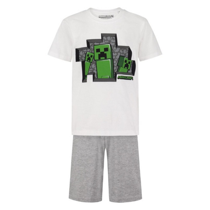 Pijamale copii, Mojang, Bumbac, Model Minecraft, Gri