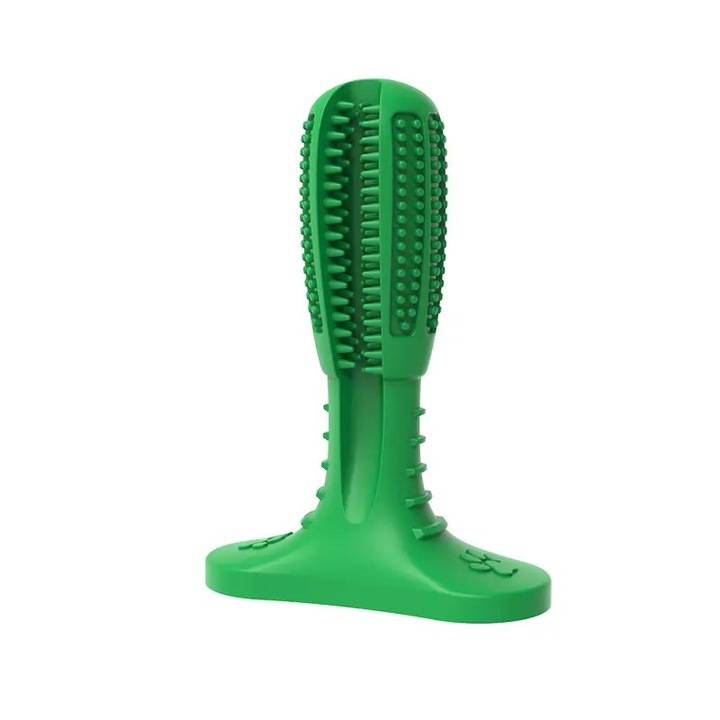 Perie dinti cactus SMALABU cauciuc ecologic 15cm caini, jucarie anti-tartru, curatare dinti