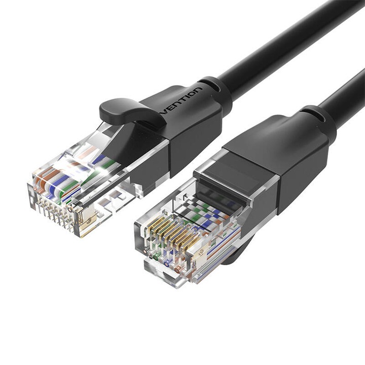 Мрежов кабел Vention IBEBQ Ethernet Cat. 6, 2xRJ45 щепсел, UTP, 1Gbps, дължина 20m, черен