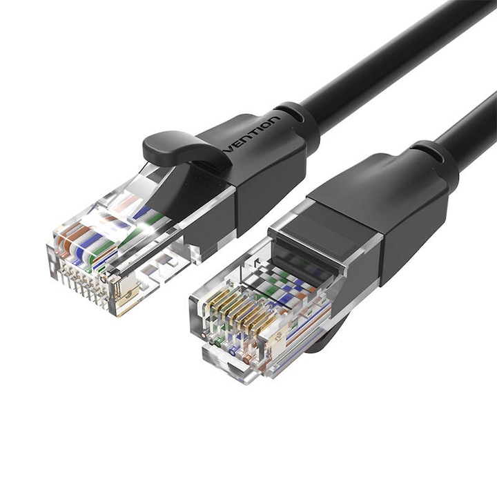 Мрежов кабел Vention IBEBN Ethernet Cat. 6, 2xRJ45 щепсел, UTP, 1Gbps, дължина 15m, черен