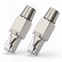 Set 2 conectori Cat.7 Rj45 ecranat, JENUOS®, conector Tool-Less, Modular, Autosertizare, Argintiu