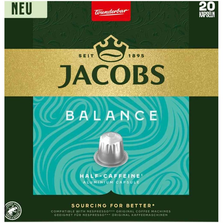 Капсули Jacobs Balance съвместими с Nesspresso, 20 капсули, 104 гр