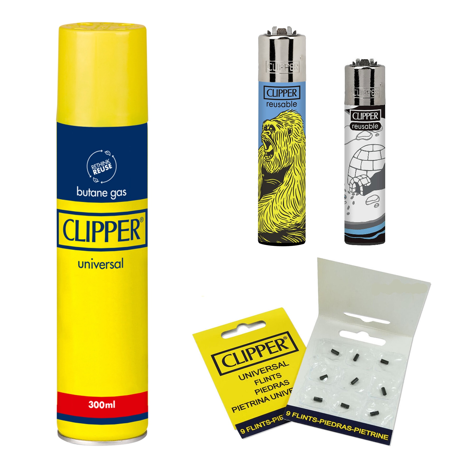 Clipper ReLife Set Complet : Clipper Gaz 100ml + Pierres + Flint System