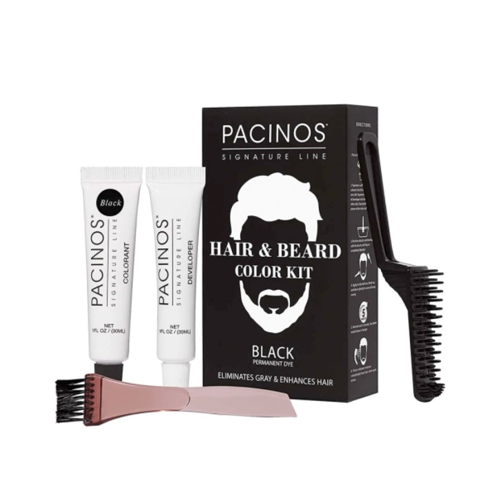 Vopsea pentru par si barba Pacinos Hair & Beard Color Kit - Negru