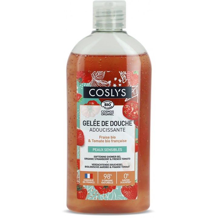 Gel de dus BIO calmant, cu capsuni si rosii Coslys, 250 ml