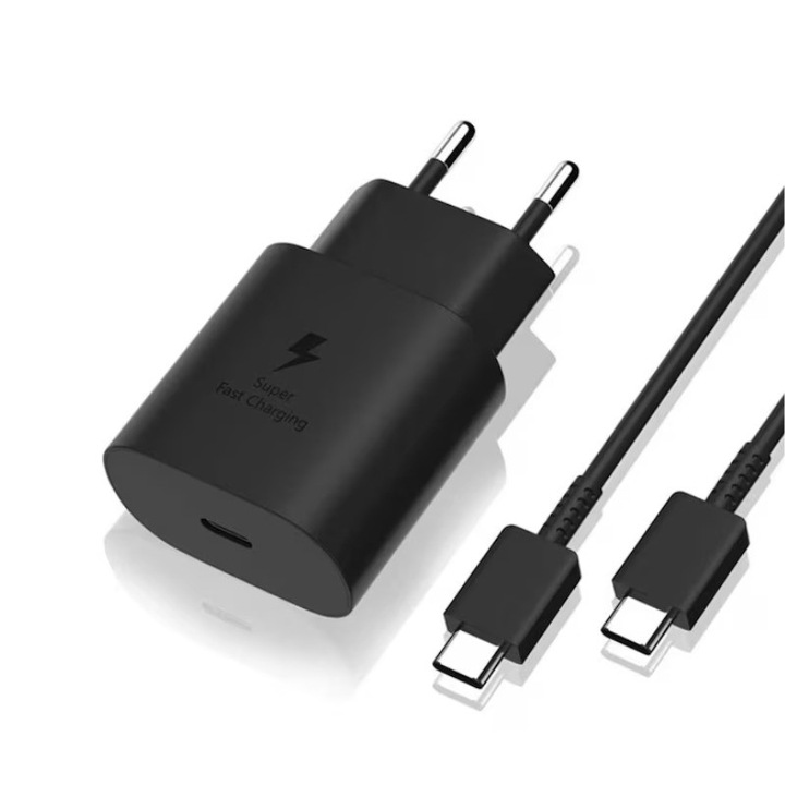 Töltő USB-C kábellel, FastCharge 45W, kompatibilis az iPhone 15 / 15 Pro / 15 Pro Max készülékkel, fekete