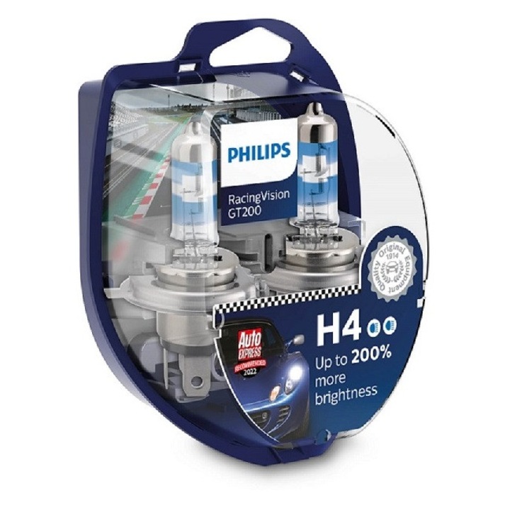 Set 2 Becuri auto far PHILIPS RACING VISION, H4 12V 55/60W