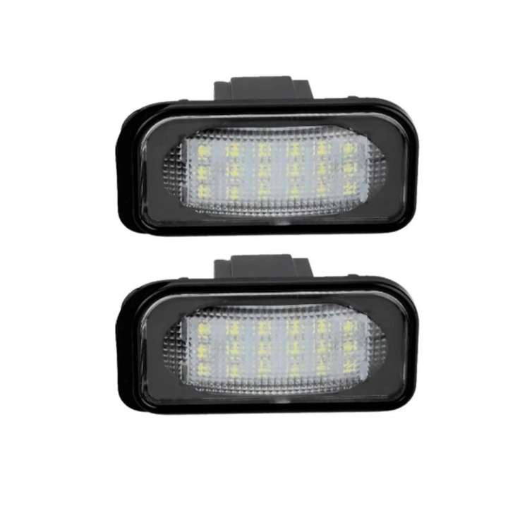 Комплект от 2 LED лампи за регистрационен номер за Mercedes C Class W203 4D, E Class W211, CLS Class W219 Canbus, без грешка при изгоряла крушка AutoREY®