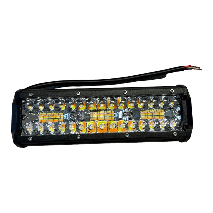 Proiector AutoREY® Premium, LED Bar Stroboscop 180W si 12.000 Lumeni cu 5 Functii, Lumina Alba si Galbena, 12-24V, Gabarit, Utilaje, Off-Road, Utilaje ATV SUV Camion