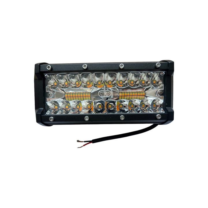 Proiector AutoREY® Premium, LED Bar Stroboscop 120W si 7000 Lumeni cu 5 Functii, Lumina Alba si Galbena, Gabarit, Utilaje, Off-Road, Utilaje ATV SUV Camion