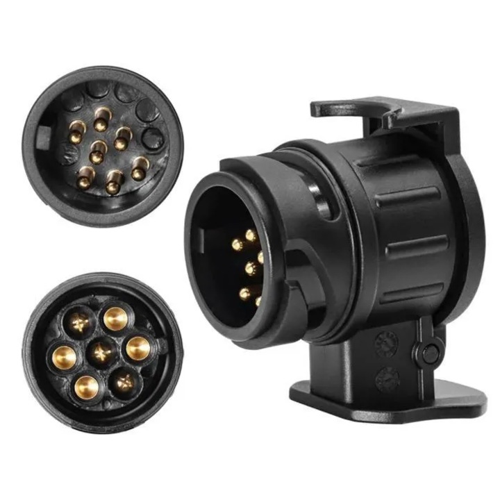 Adaptor priza remorca, Alama/Plastic, Negru