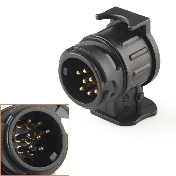 Utánfutó csatlakozó adapter, sárgaréz/műanyag, fekete