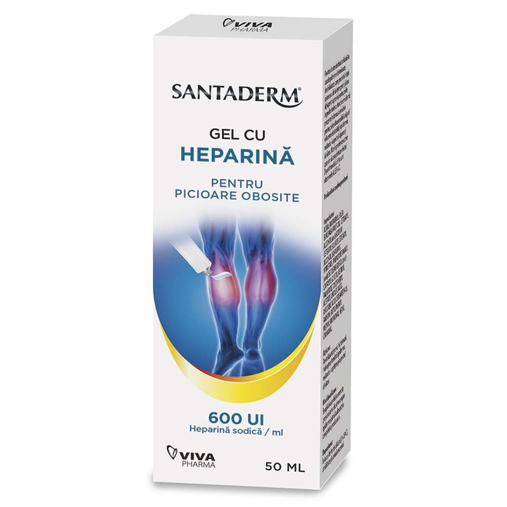 Gél Heparin fáradt lábak, Santaderm 600UI nátrium-heparin /ml, 50 ml