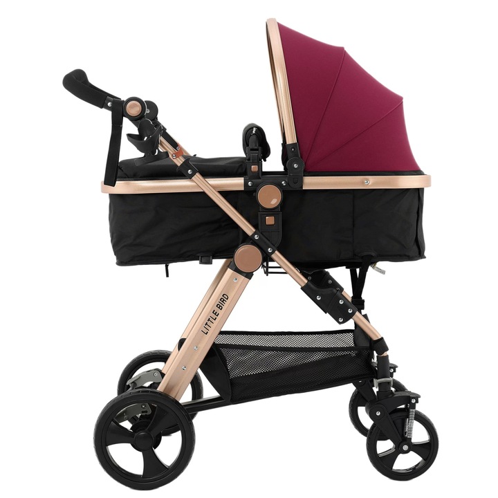 Carucior Little Bird City Travel cu Suspensii, 2in1 Transformabil Landou-Sport, Purple