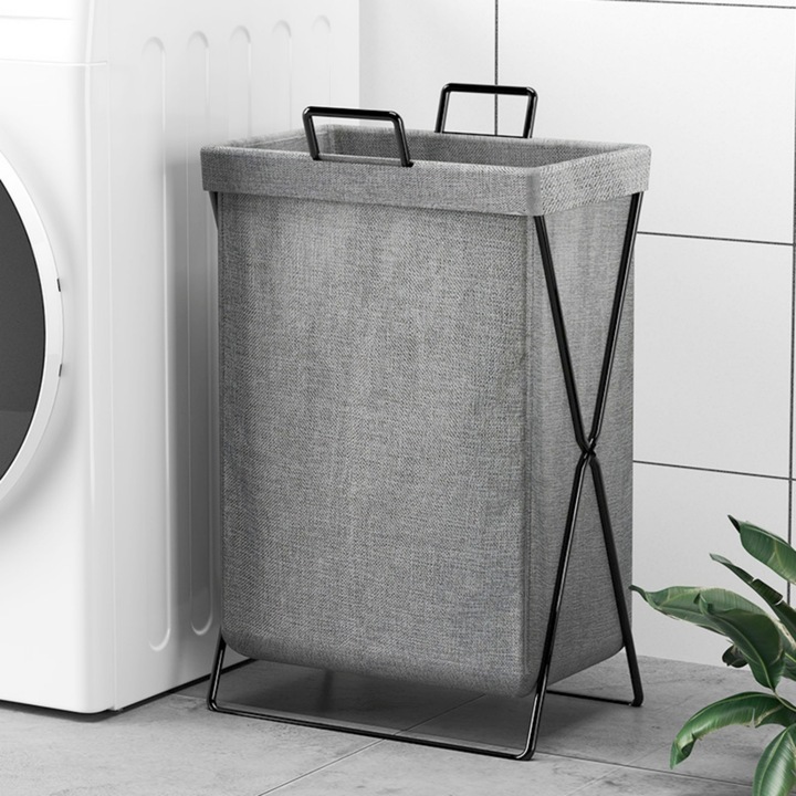 Cos de rufe, AIMBIGG, Otel inoxidabil/Nylon, Pliabil, 50L, Gri