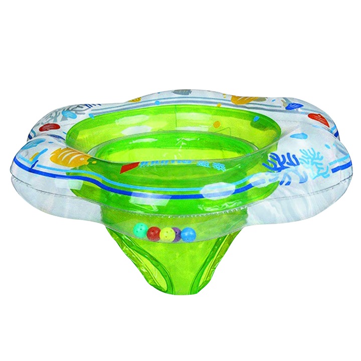 Colac de inot pentru piscina pentru bebelusi, PVC, 6-12 luni, Verde