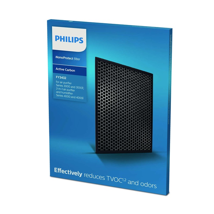 Filtru de carbon, Philips, Compatibil cu AC3256 AC3259 AC4558, Negru