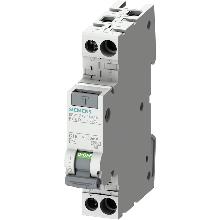 Siguranta electrica automata diferentiala Siemens 5SV1313-1KK16, RCBO, 1 modul, 1P+N, caracteristica C, 16A, 30mA