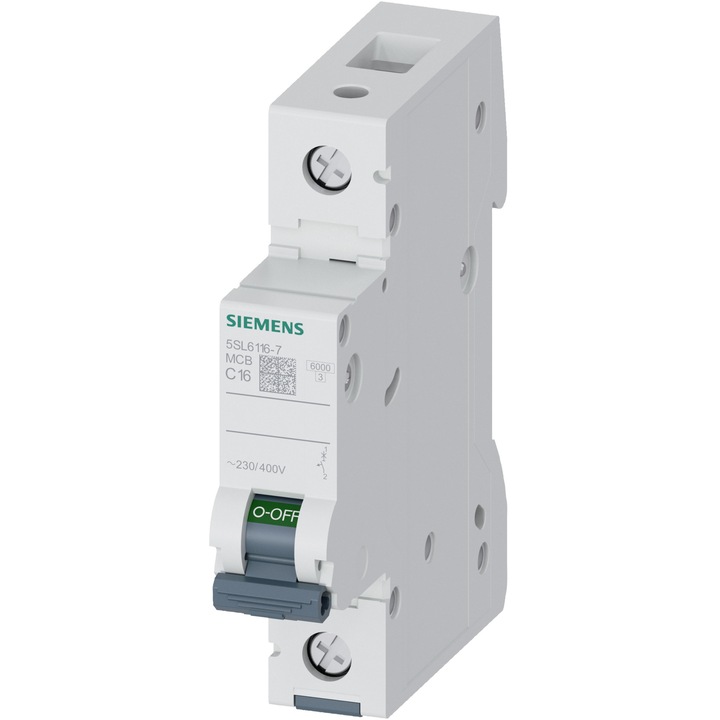Siguranta electrica automata Siemens 5SL6116-7, latime 1 modul, 6kA, 1P, caracteristica C, 16A