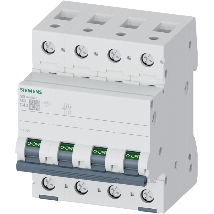 Siguranta electrica automata Siemens 5SL6440-7, latime 4 module, 6kA, 4P, caracteristica C, 40A