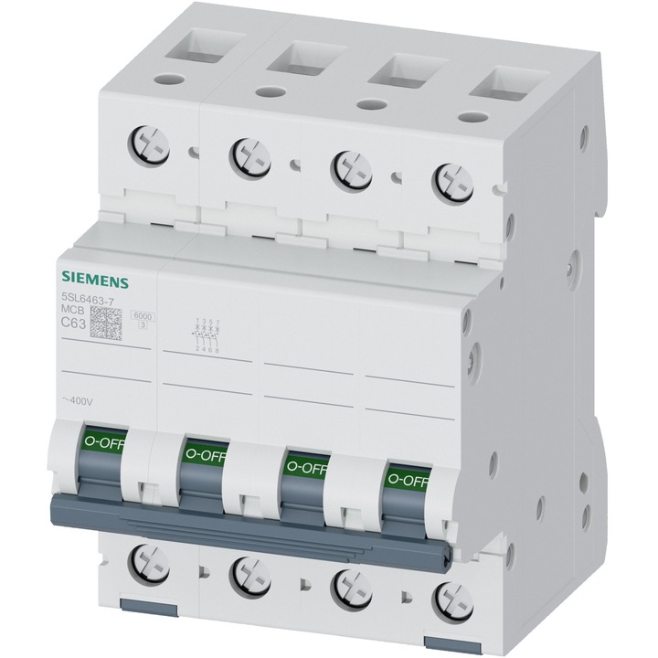 Siguranta electrica automata Siemens 5SL6463-7, latime 4 module, 6kA, 4P, caracteristica C, 63A