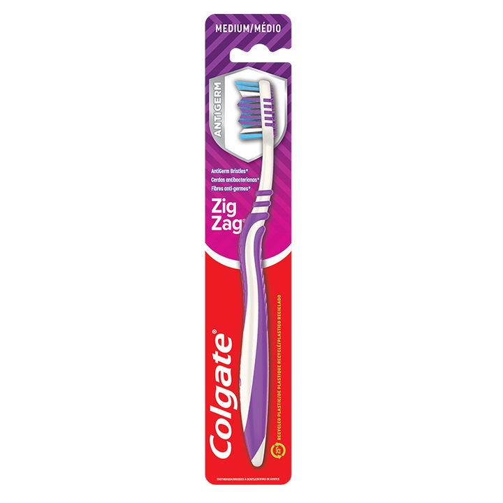 Periuta de dinti medie, Colgate, ZigZag Antibacteriana, Multicolor