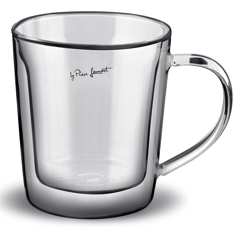 Set doua cani dublu borosilicate THERMO pentru bauturi reci si calde350 ml