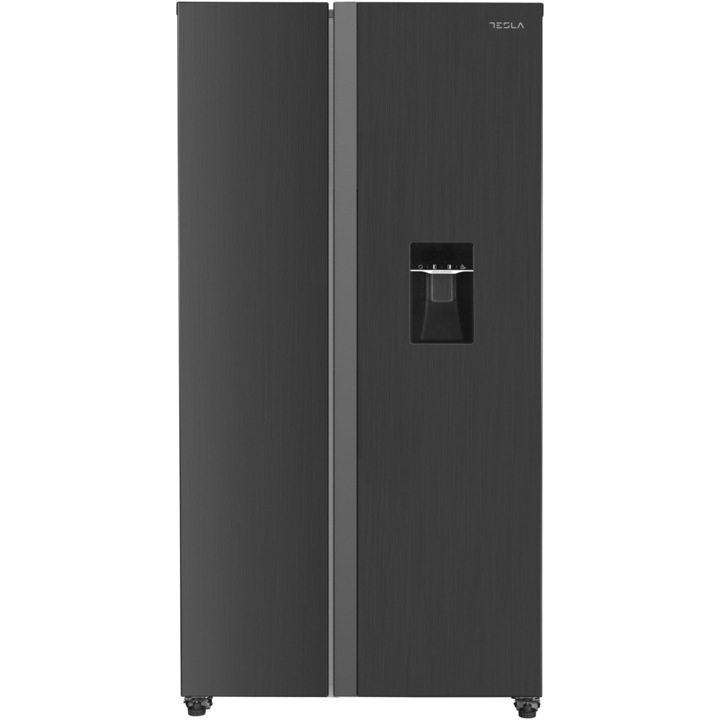 Хладилник Side by side Tesla RB5210FHXE, 529 л, Клас E, Total No Frost, Инверторен мотор, Диспенсър за вода, LED дисплей, H 177 см, Неръждаема стомана