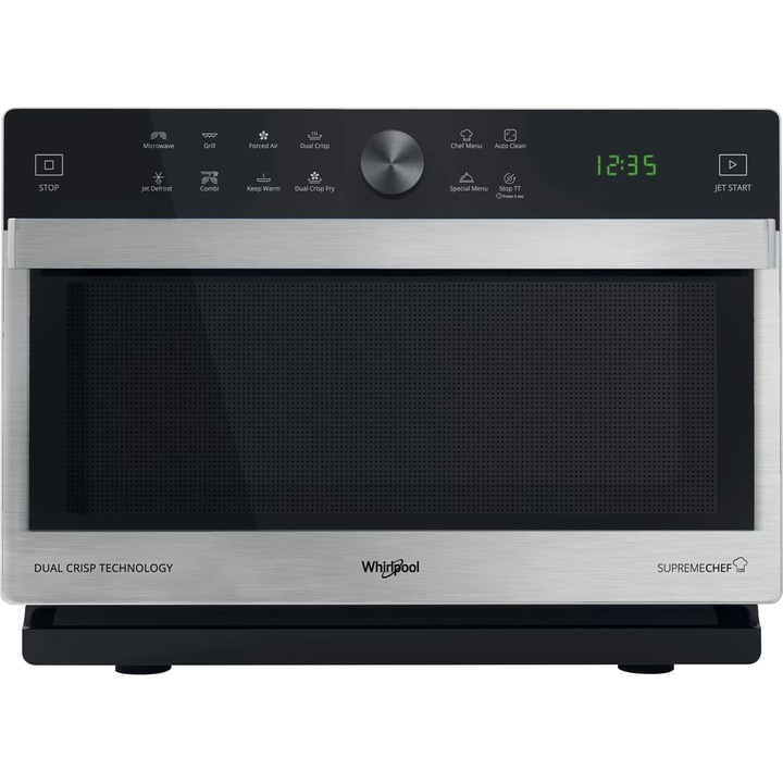 Whirlpool MWSC 833 SX Mikrohullámú sütő, 33l, 900W, CrispFry, Auto clean, Inox