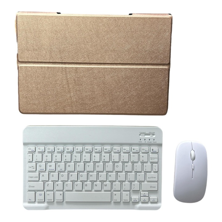 Калъф с безжична клавиатура и мишка, Bluetooth, за таблет Lenovo Yoga Tab 11 YT-J706F, 11 инча, Sigloo, златист