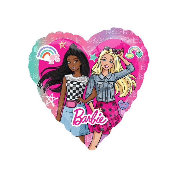Balon folie inima Barbie, Glitzy Balloons, 45 cm