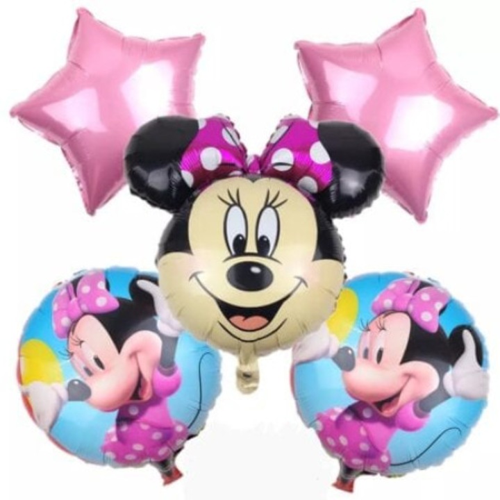 5 db-os fólia lufi készlet Minnie Mouse, Glitzy Balloons, Pink