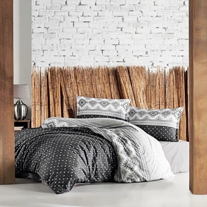 Lenjerie de pat bumbac, Ranforce, 4 piese, pentru pat dublu, multicolor, Ralex Pucioasa, 240x260cm, LDP-BBC-RFC-100136