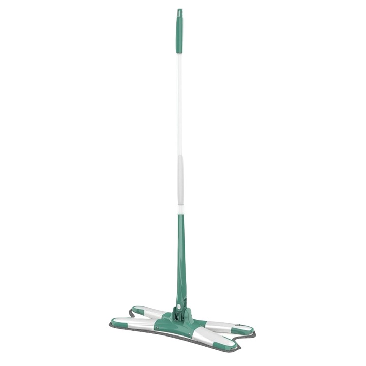Mop Plat cu Laveta din Microfibra, Flippy, Pentru Uz Casnic, Sistem de Stoarcere X, Tija Telescopica 140 cm, Rotire 360°, 38 x 140 cm, Verde