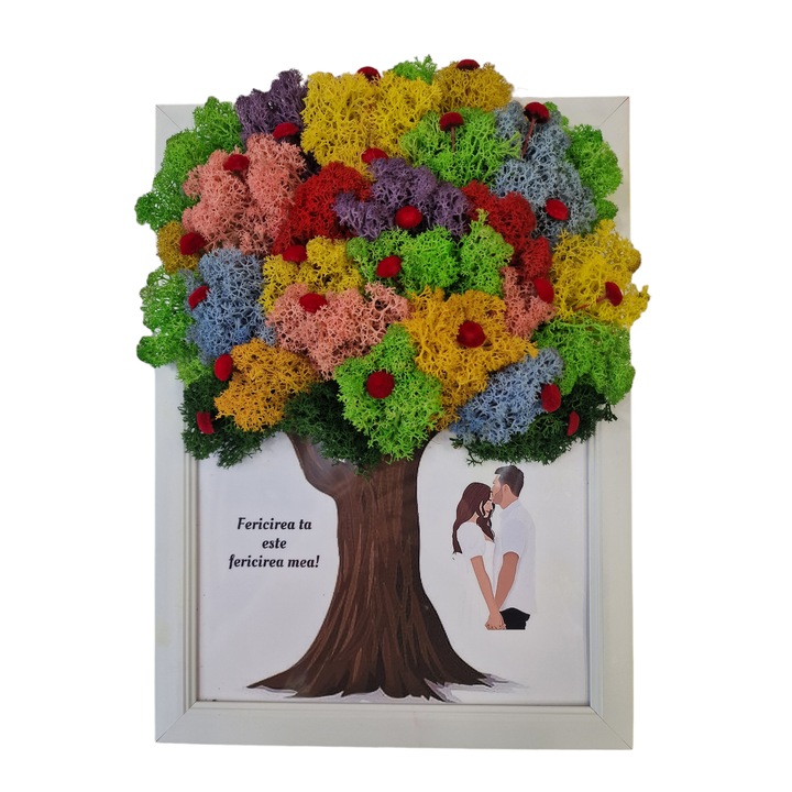 Tablou decorativ cu lichieni 10x15 cm Fericire