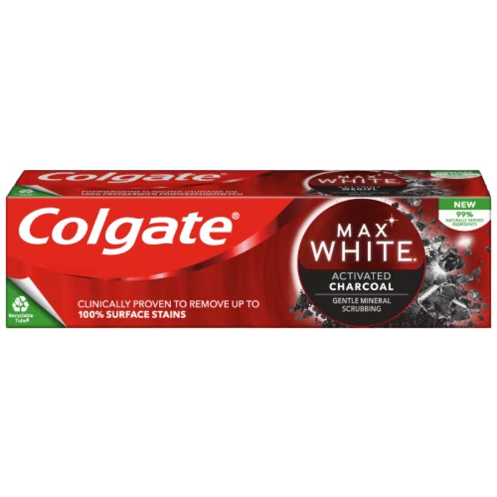 Pasta de Dinti, Colgate, Max White, Activated Charcoal, Efect de Albire a Dintilor, cu Fluor, Aroma Menta, 75ml