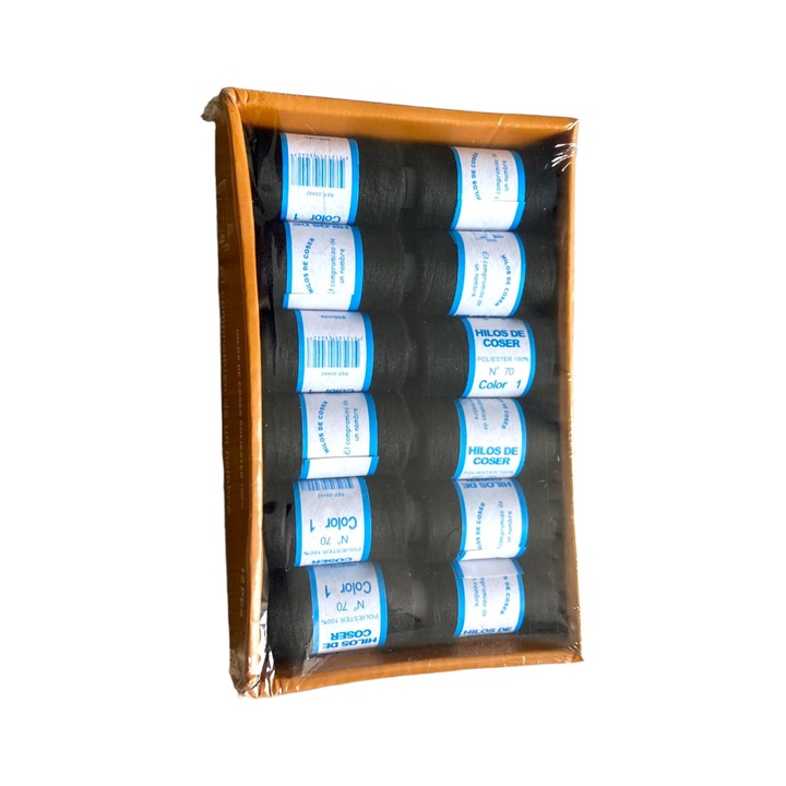 Set 12 papiote de ata neagra pentru cusut, AVI-57 Negru