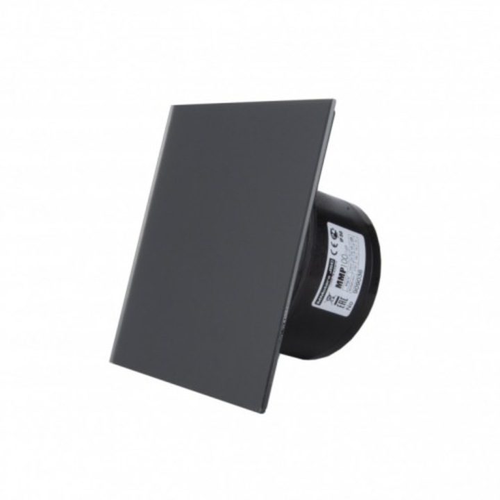 Ventilator de Baie, Imorom, Negru Mat 4857, cu clapeta antiretur, Debit 169mc/h