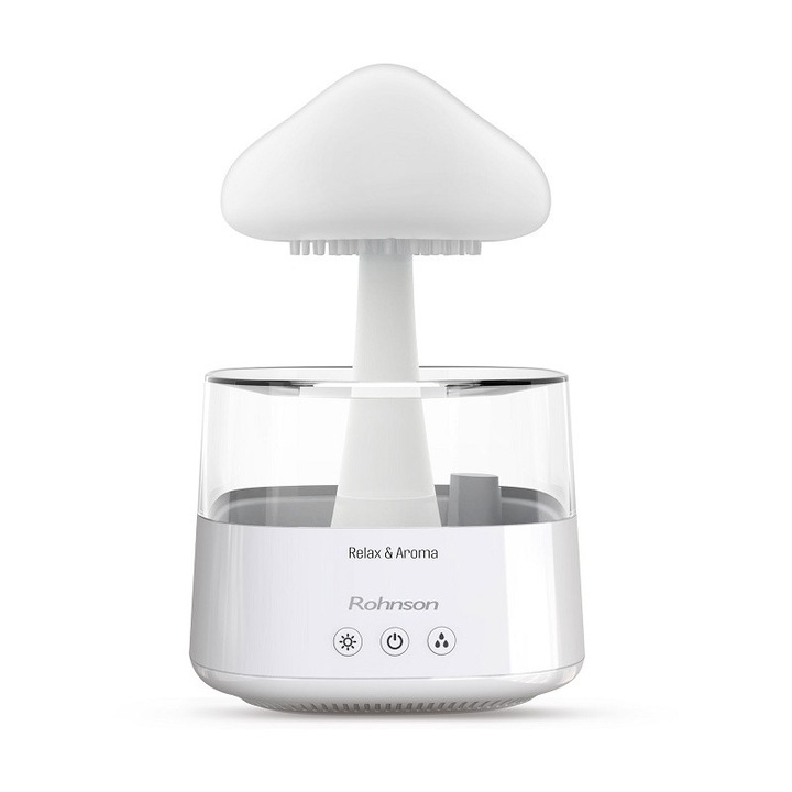 Rohnson R9519 párásító, 450 ml-es tartály, aroma diffúzor, 7 színű világítás, USB, fehér