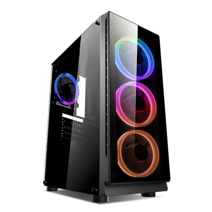 Carcasa Inter-Tech Thunder, Middle Tower, ATX, fara sursa, Black