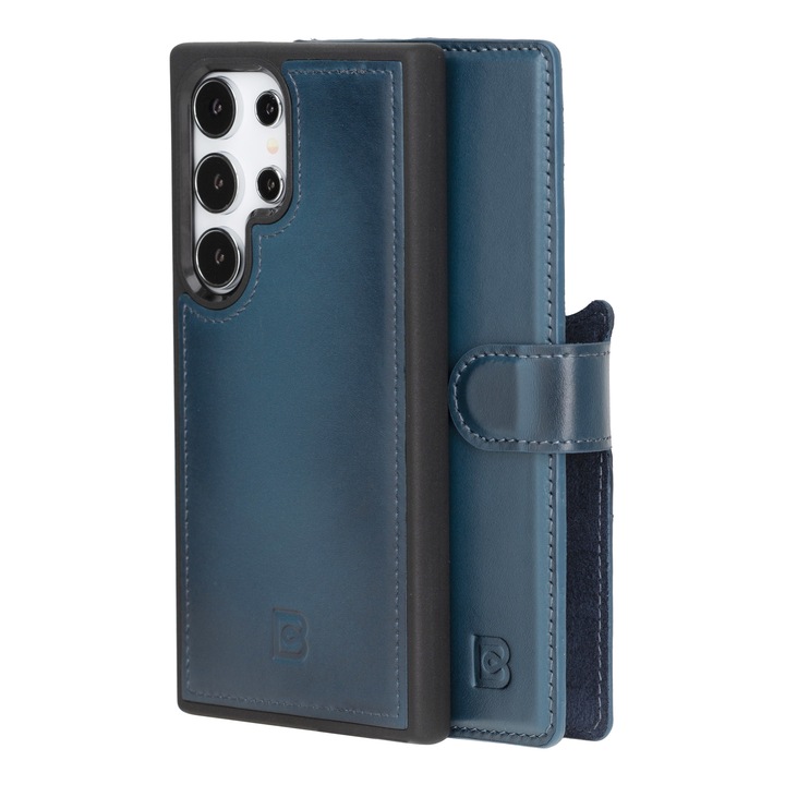 Калъф за Samsung Galaxy S24 Ultra, Bouletta Magic Wallet, естествена кожа 2 в 1, тип портфейл, заден капак, Burnished blue