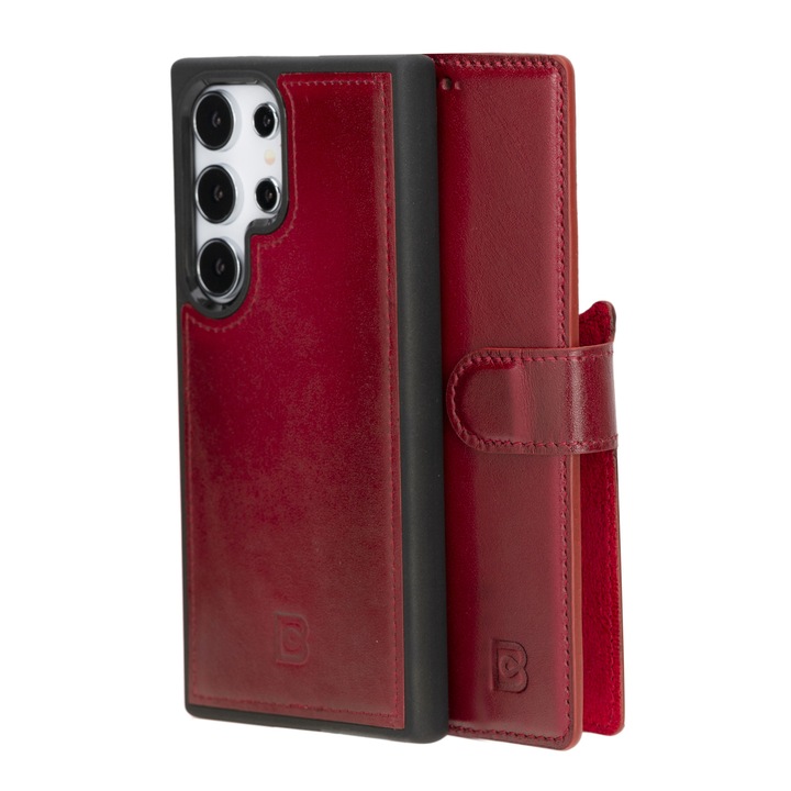 Калъф за Samsung Galaxy S24 Ultra, Bouletta Magic Wallet, естествена кожа 2 в 1, тип портфейл, заден капак, Burnished red