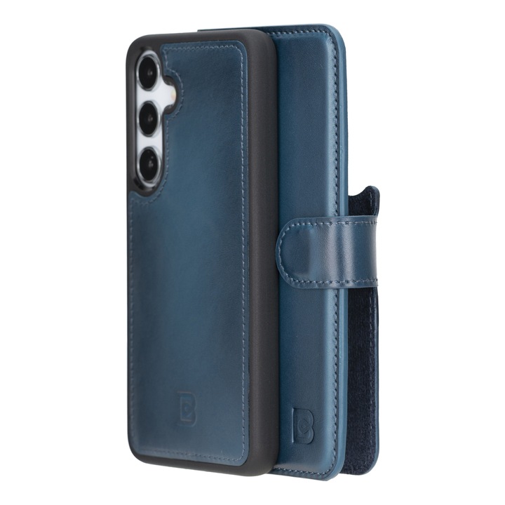 Калъф за Samsung Galaxy S24, Bouletta Magic Wallet, естествена кожа 2 в 1, тип портфейл, заден капак, Burnished blue