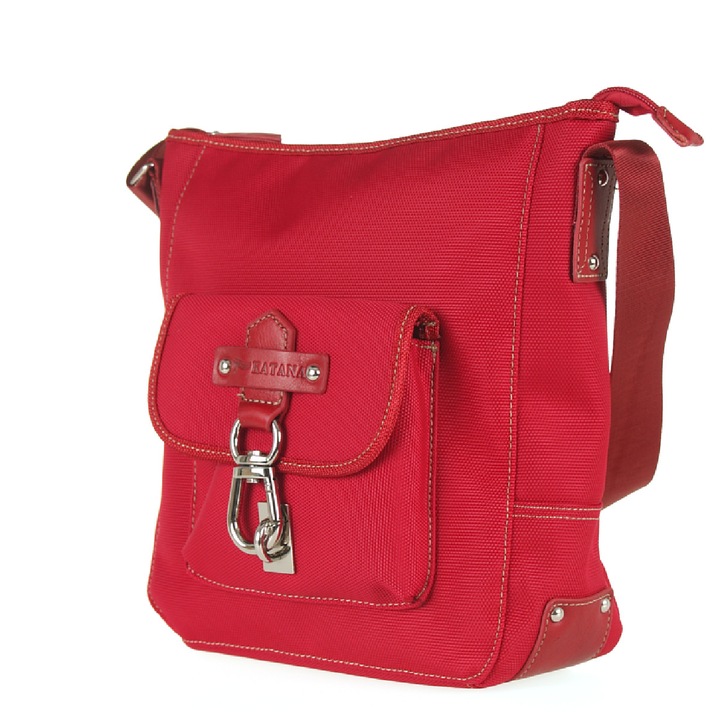 Geanta de mana cu curea lunga, KATANA, Rosu, 30x27x11