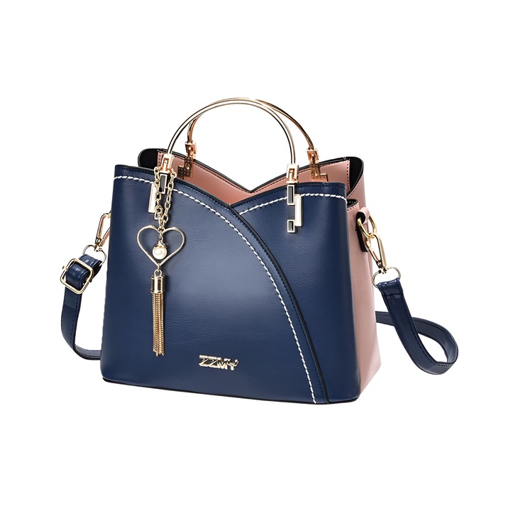 JULS női elegáns Crossbody táska, sokoldalú dizájn, ökológiai bőr, több rekesz, fém fogantyúk, cipzár és mágnes, kék