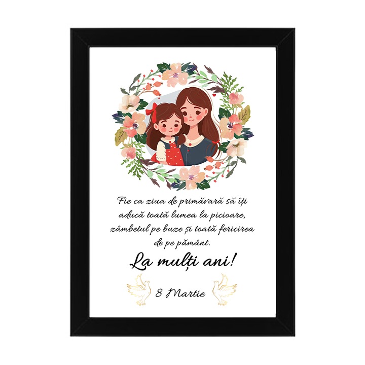 Tablou personalizat pentru MAMA, 8 Martie, 30x20cm, Negru