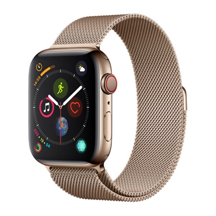 Devia elegant pótszíj, egyedi méret, kicsi, fém, milánói szíj, mágneses, arany, kompatibilis: Apple Watch Series 10 42mm / Watch Series SE 40mm / Watch Series SE 2 40mm
